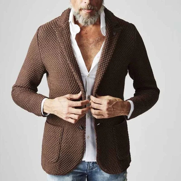 Herren Blazer Slim Fit mit Fischgrätmuster und taillierter Passform