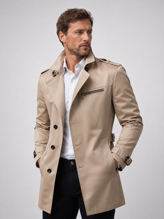 Herren Trenchcoat Slim Fit mit Gürtel