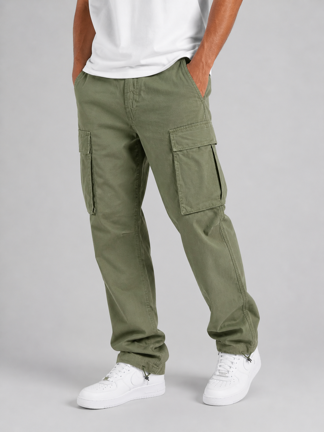 Herren Cargo-Hose mit geradem Bein, Mid-Rise