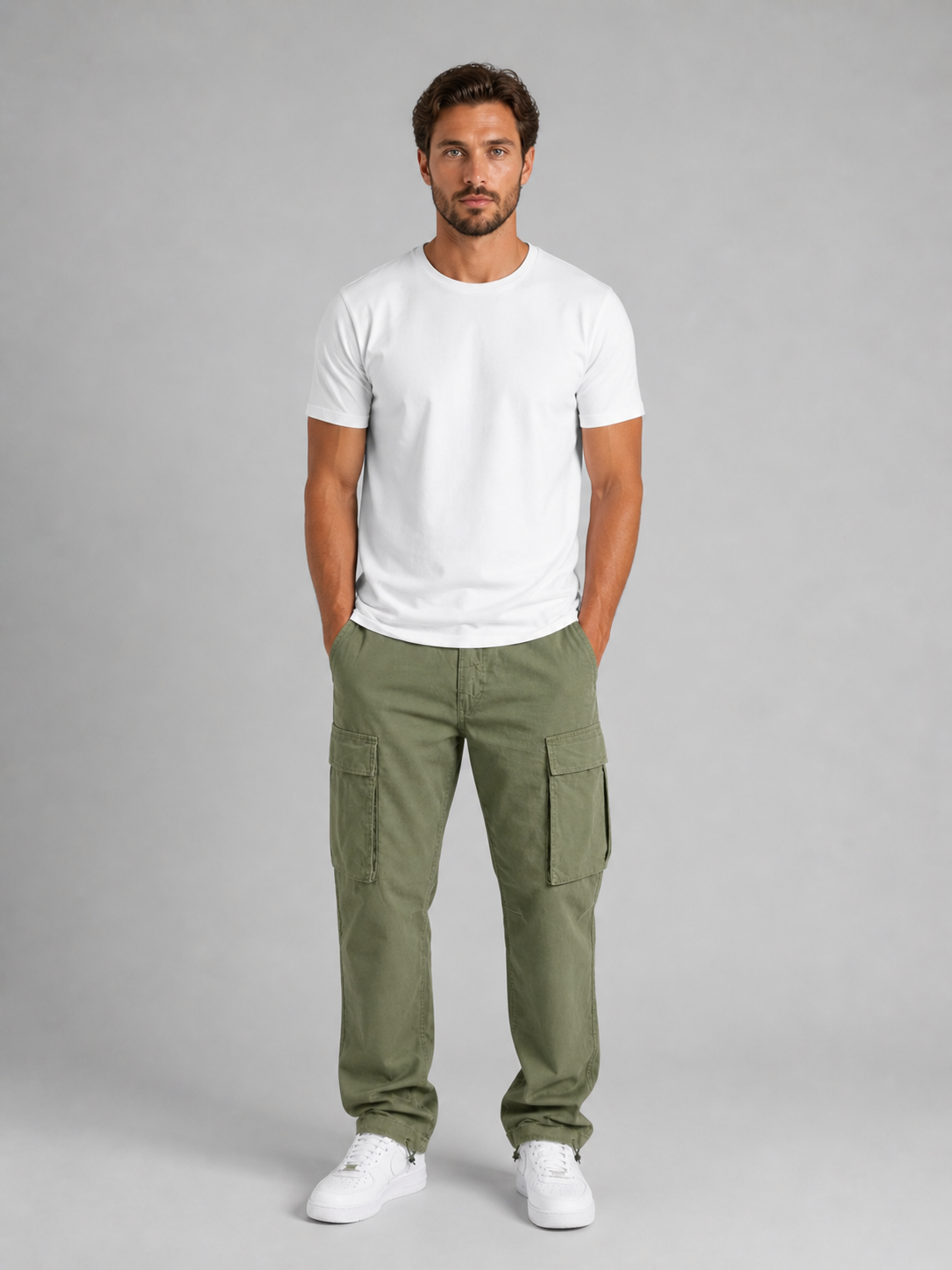 Herren Cargo-Hose mit geradem Bein, Mid-Rise