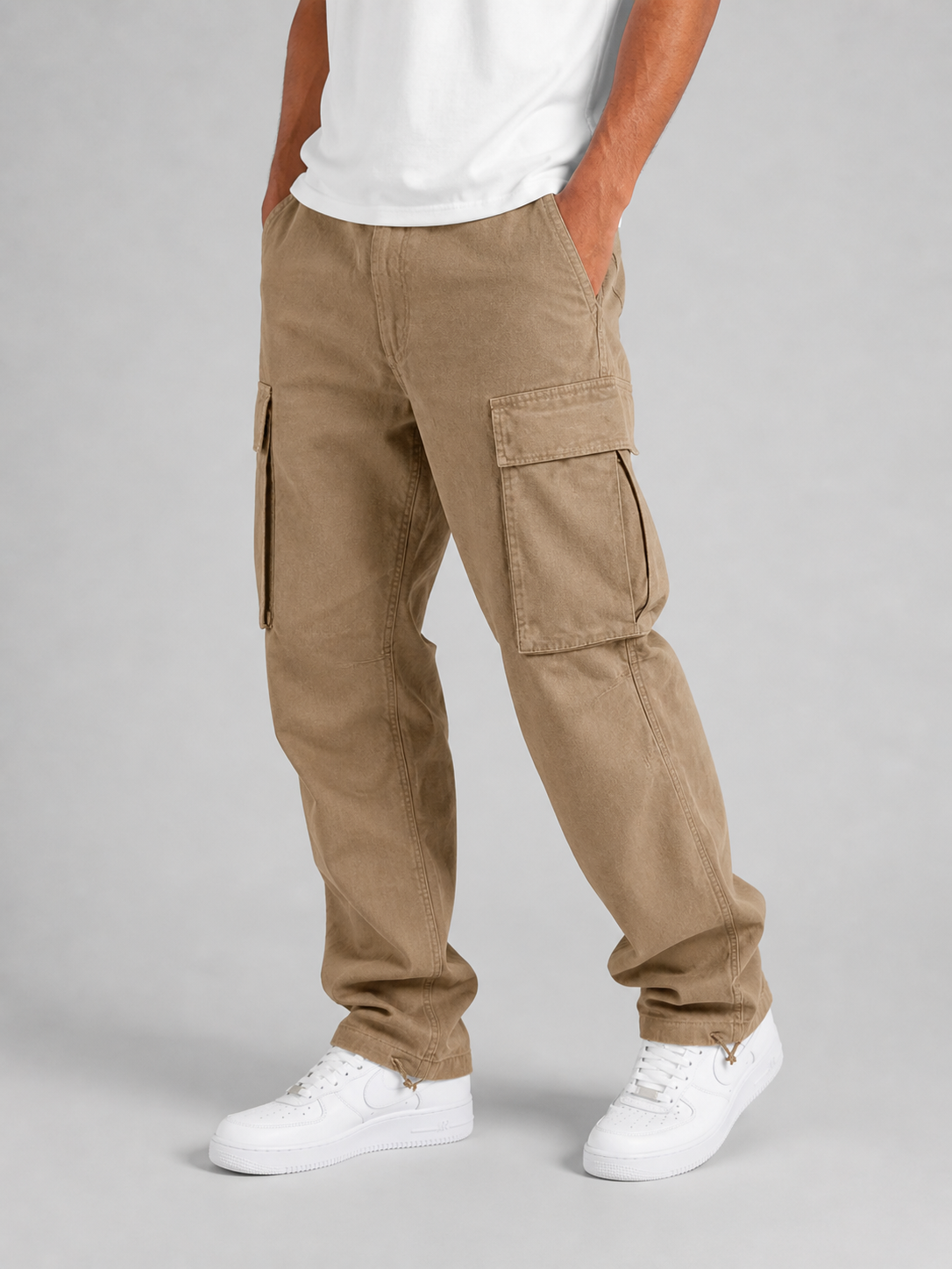 Herren Cargo-Hose mit geradem Bein, Mid-Rise