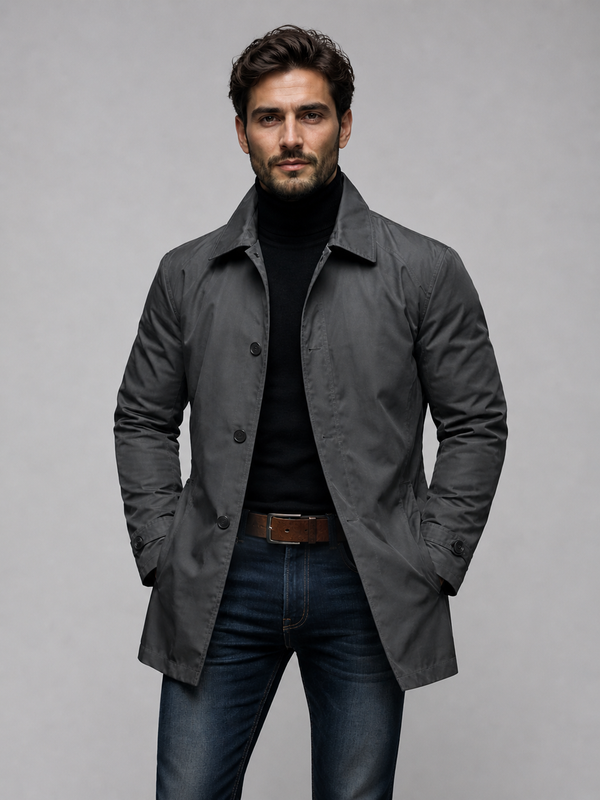 Herren Mantel Regular Fit mit Knopfverschluss