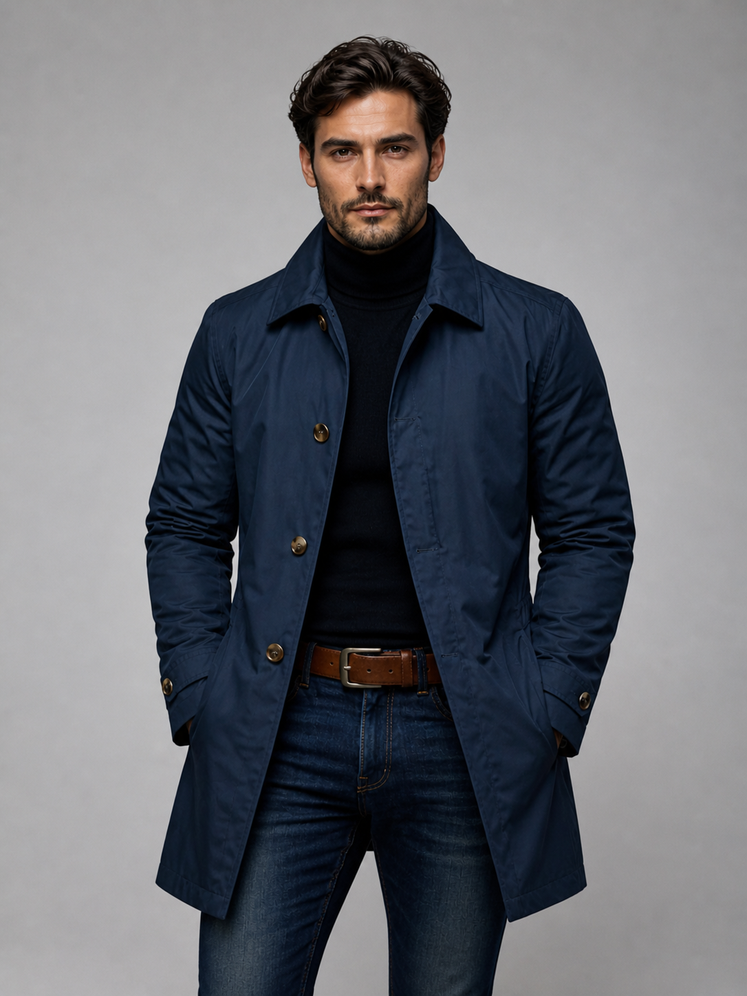 Herren Mantel Regular Fit mit Knopfverschluss