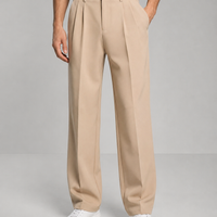 Herren Stoffhose mit geradem Bein und Bundfalte