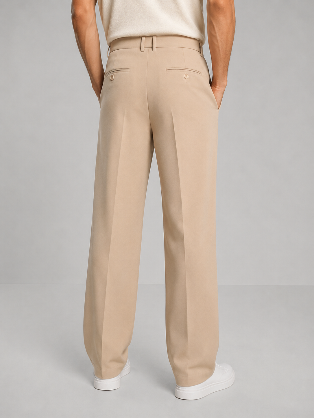Herren Stoffhose mit geradem Bein und Bundfalte