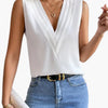 Damen Ärmellose Bluse Relaxed Fit mit drapiertem V-Ausschnitt
