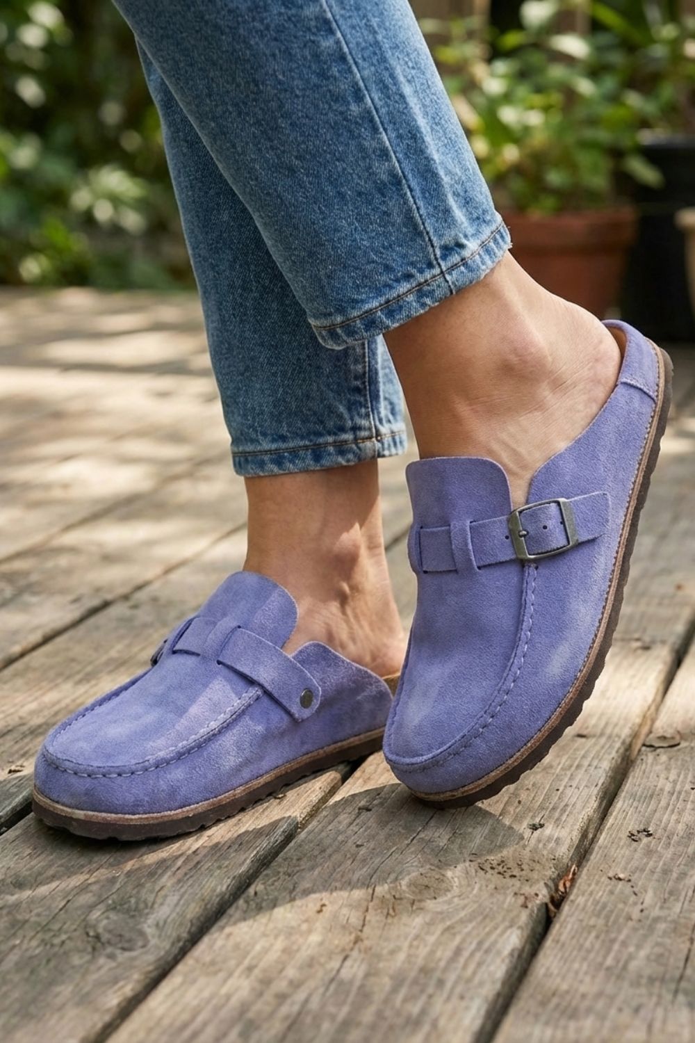 Damen Clogs mit verstellbarem Schnallenriemen