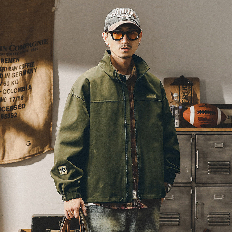 Herren Utility-Jacke Oversize mit Reißverschluss und Stehkragen