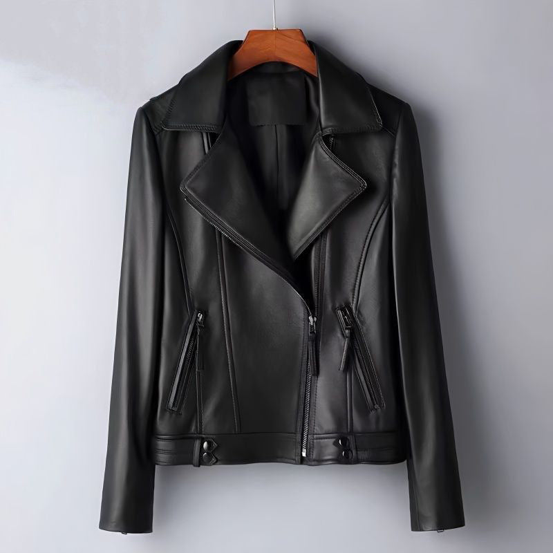 Damen Lederjacke Slim Fit Casual moderner Look