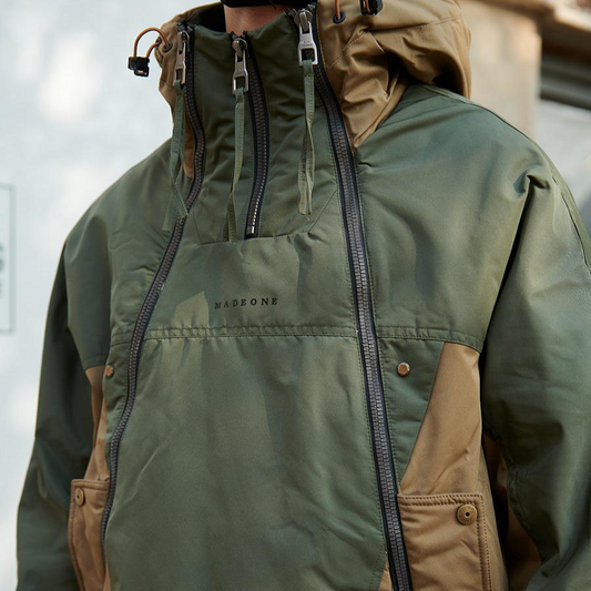 Herren Jacke Oversize mit Reißverschluss und zweifarbigem Design
