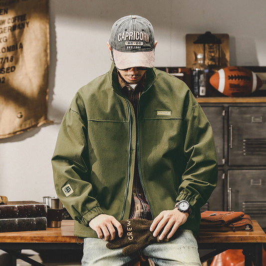 Herren Utility-Jacke Oversize mit Reißverschluss und Stehkragen