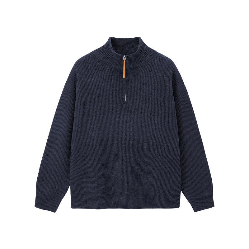 Damen Quarter-Zip Pullover Relaxed Fit mit hohem Kragen