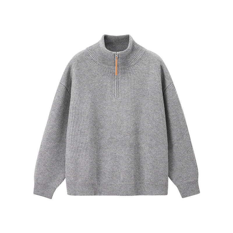 Damen Quarter-Zip Pullover Relaxed Fit mit hohem Kragen