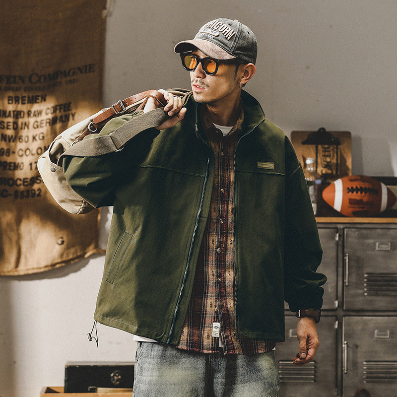 Herren Utility-Jacke Oversize mit Reißverschluss und Stehkragen