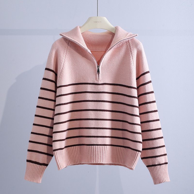 Damen Zip-Pullover Regular Fit mit geripptem Kragen