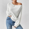 Damen Strickpullover Relaxed Fit Schulterfrei mit Rippstruktur