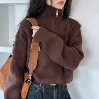 Damen Oversize Pullover mit Viertel-Reißverschluss