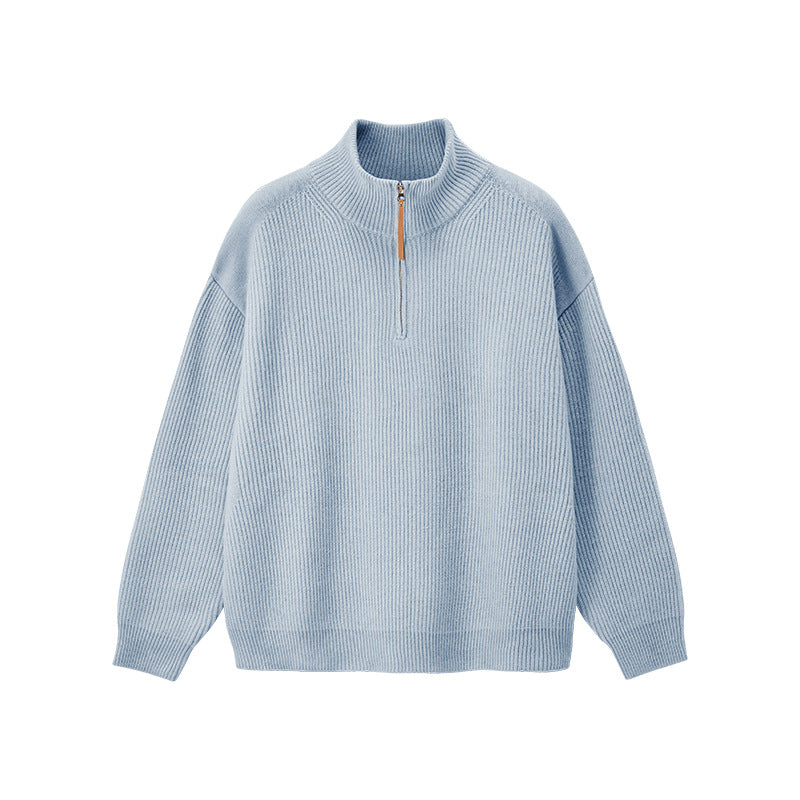 Damen Quarter-Zip Pullover Relaxed Fit mit hohem Kragen