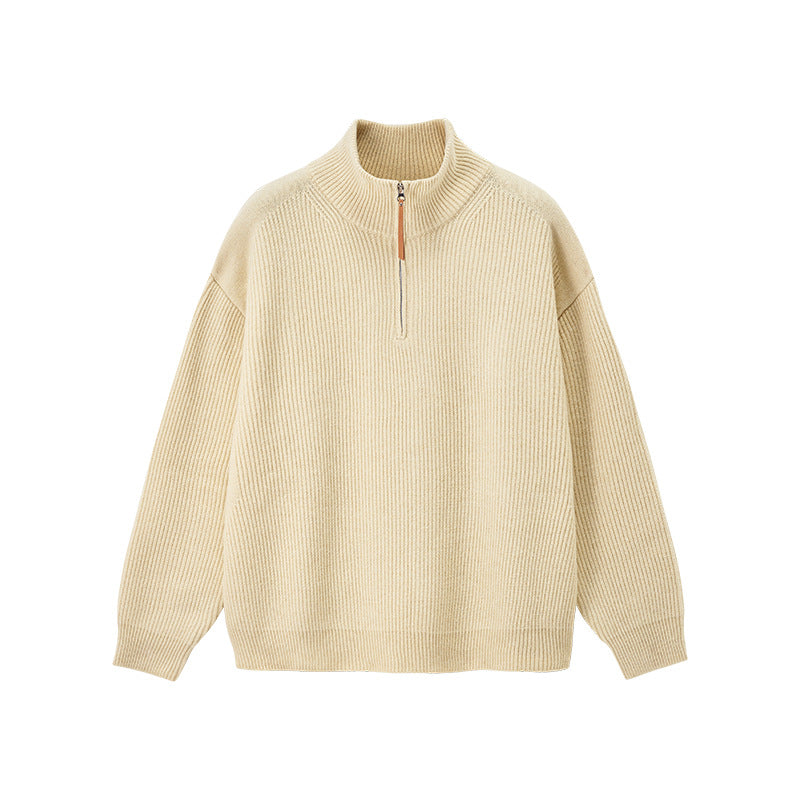 Damen Quarter-Zip Pullover Relaxed Fit mit hohem Kragen