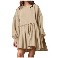 Aurora | Oversized Sweatshirt Kleid mit Plissee-Rock – Casual Mini-Look mit Rundhals und Bischofsärmeln