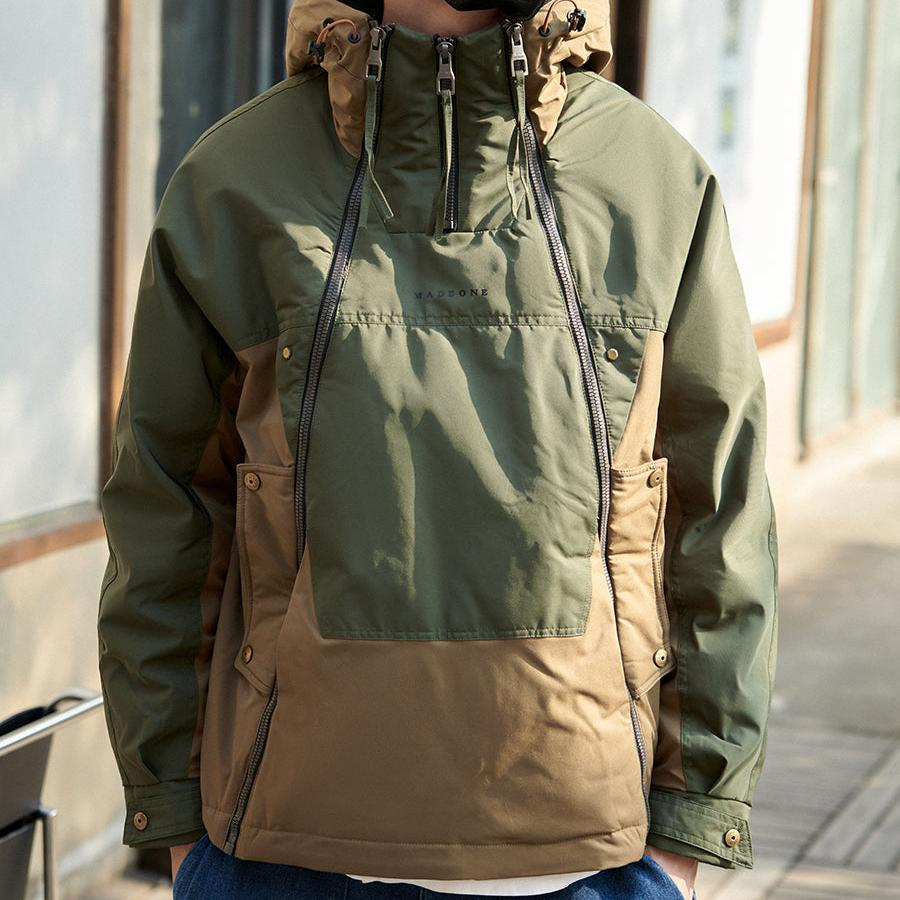 Herren Jacke Oversize mit Reißverschluss und zweifarbigem Design