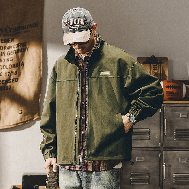 Herren Utility-Jacke Oversize mit Reißverschluss und Stehkragen