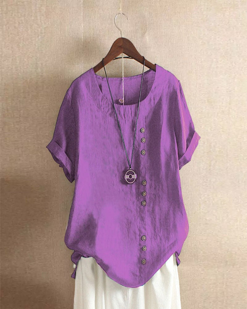 Damen Bluse Regular Fit Kurzarm Casual Elegant