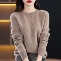 Damen Pullover Regular Fit mit Rundhalsausschnitt und Rippbündchen