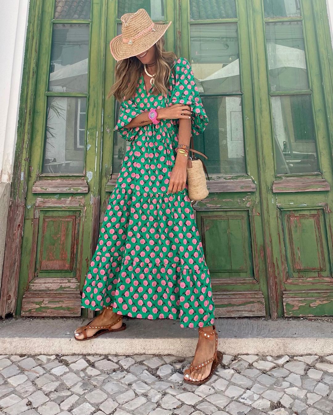 Harina | Luftiges Sommer-Maxikleid mit Puffärmeln & Bequemer Passform für Damen