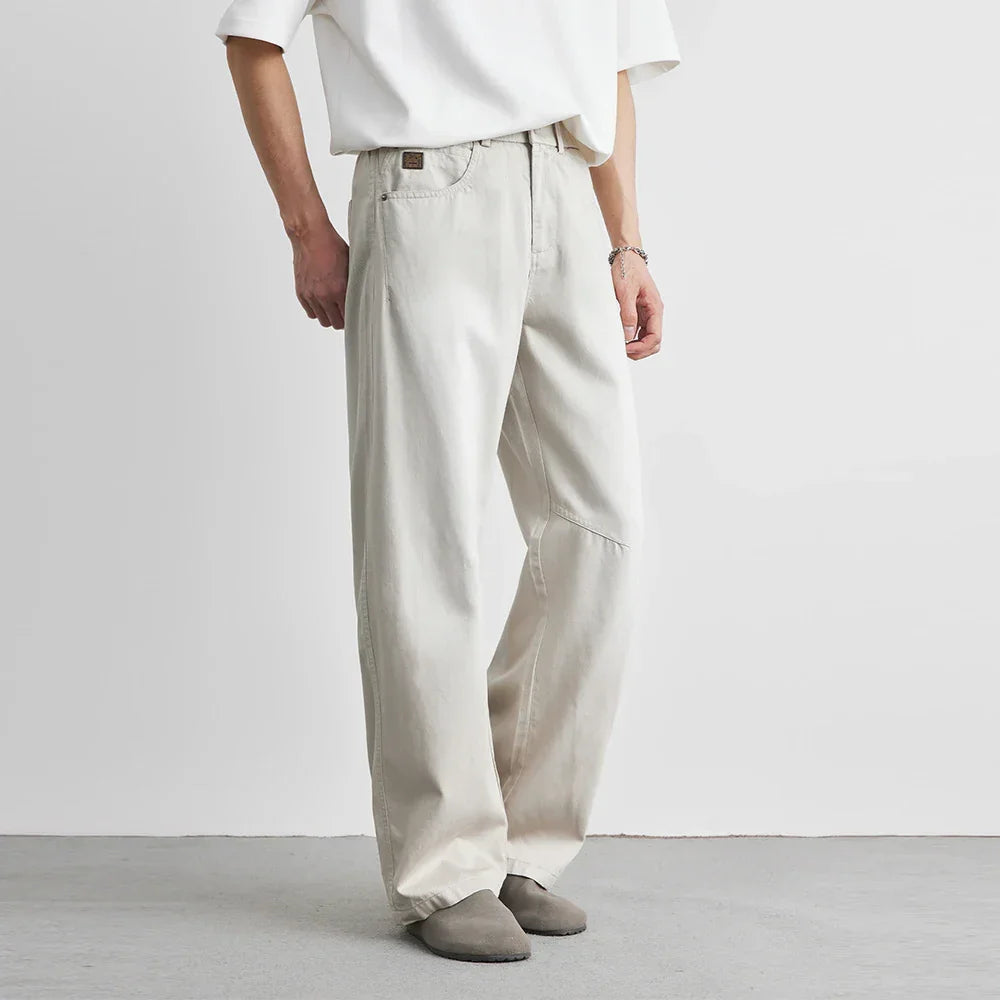 Herren Hose im Wide-Leg-Schnitt mit Kniepaneelen und Waschung