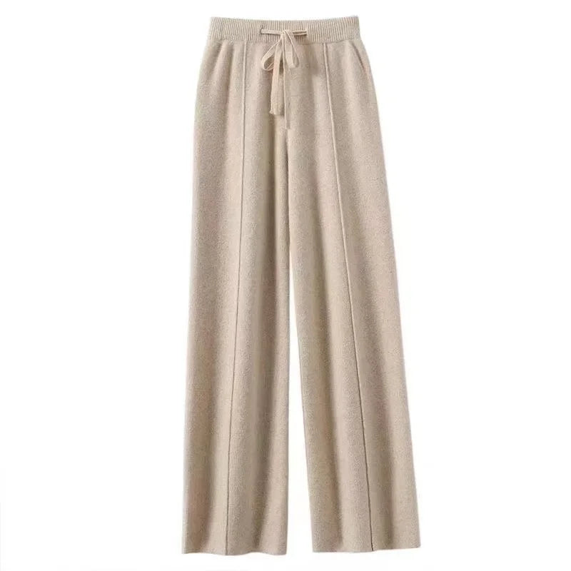 Damen Strickhose Relaxed Fit mit weitem Bein