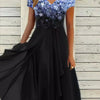 April | Damen Blumen‑Midi‑Kleid – V‑Ausschnitt, Kurzarm, Elegant für Feier & Sommeranlass