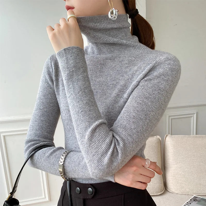 Damen Rollkragenpullover Slim Fit Winter