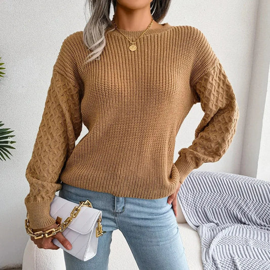 Damen Strickpullover Relaxed Fit mit Rundhalsausschnitt