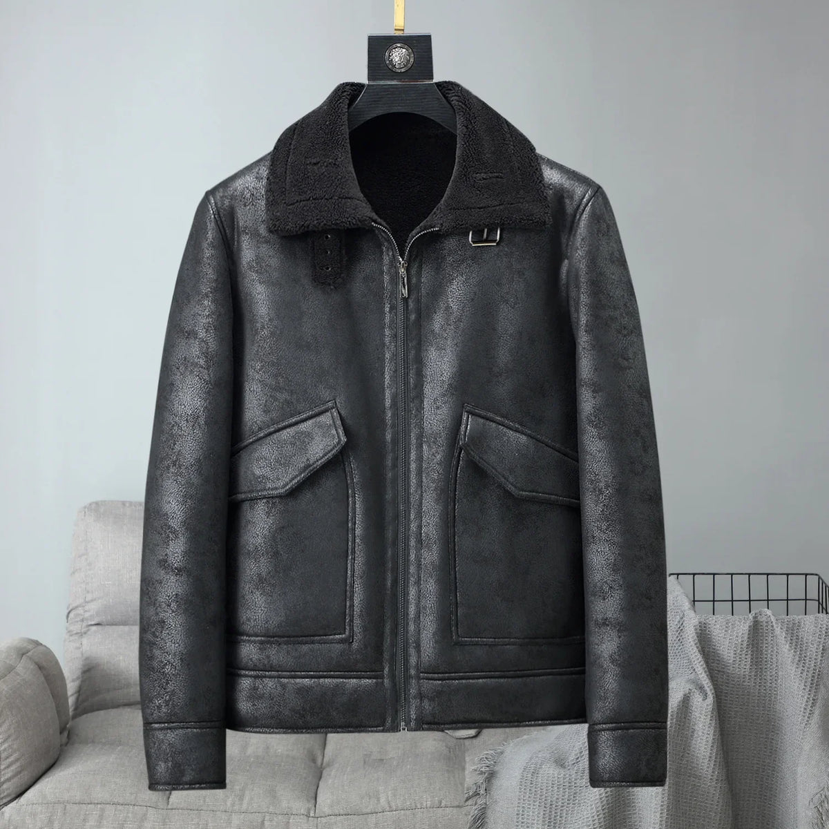 Damen Lammfellmantel Regular Fit Winter Freizeit