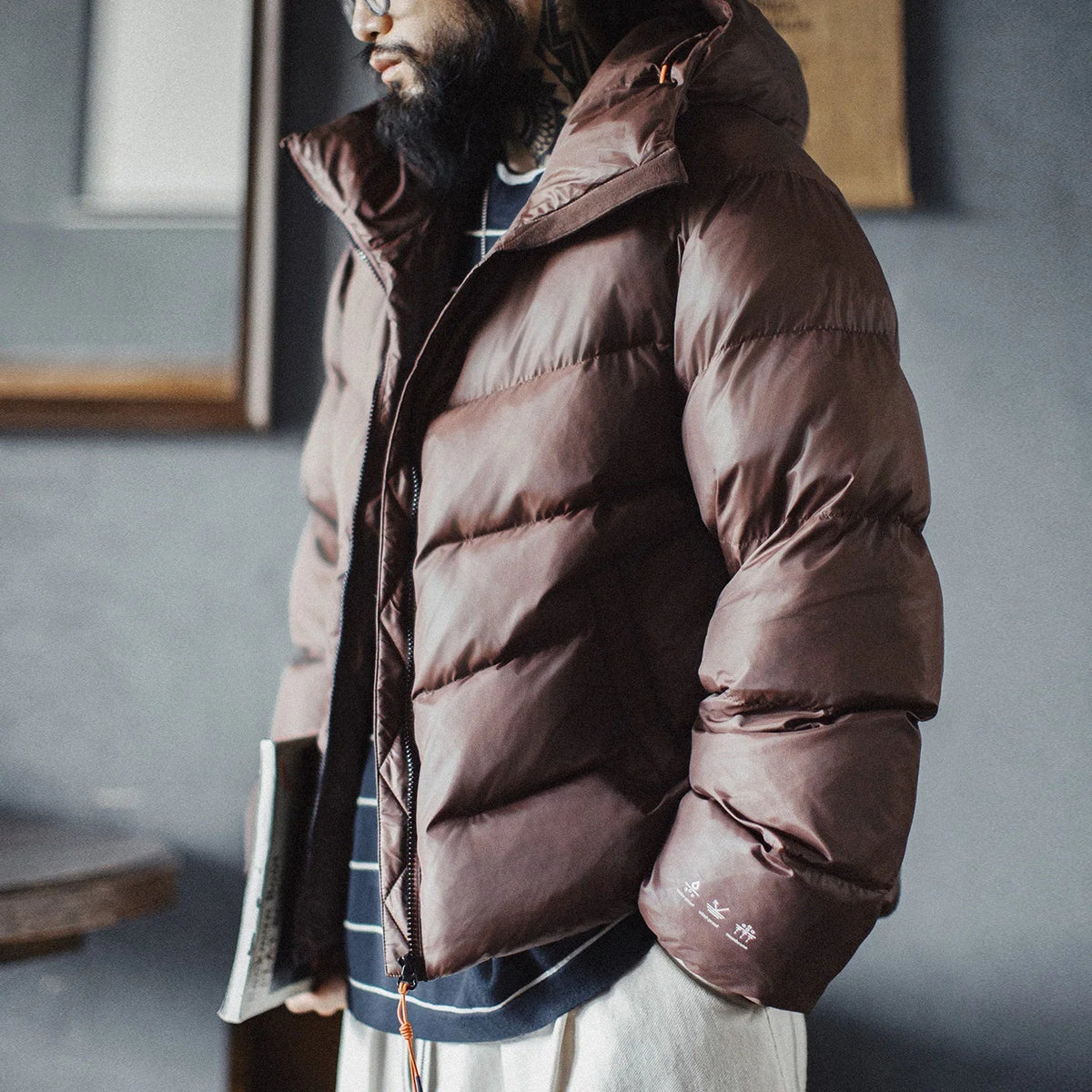 Herren Steppjacke Regular Fit mit Kapuze und gefüttertem Innenfutter