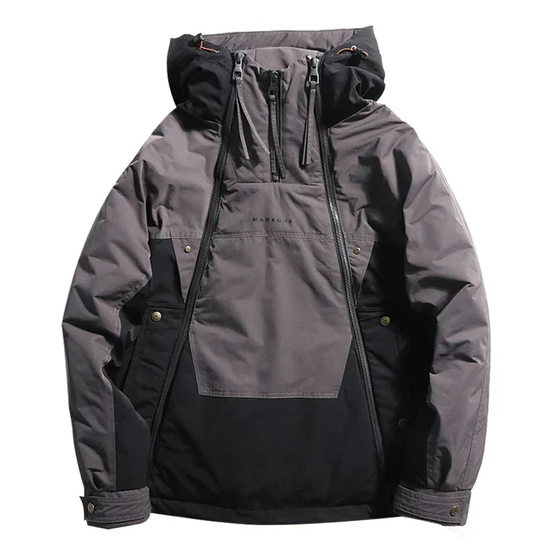 Herren Jacke Oversize mit Reißverschluss und zweifarbigem Design
