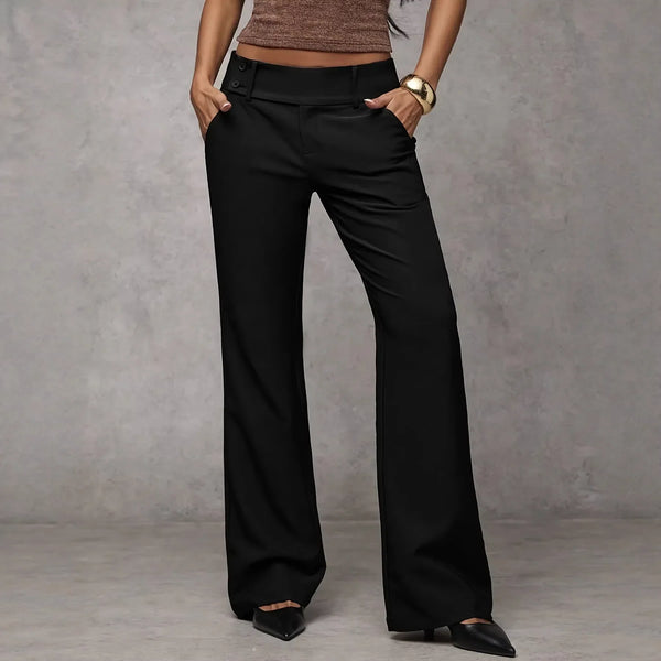 Damenhose Slim Fit Business Elegant mit mittelhoher Taille