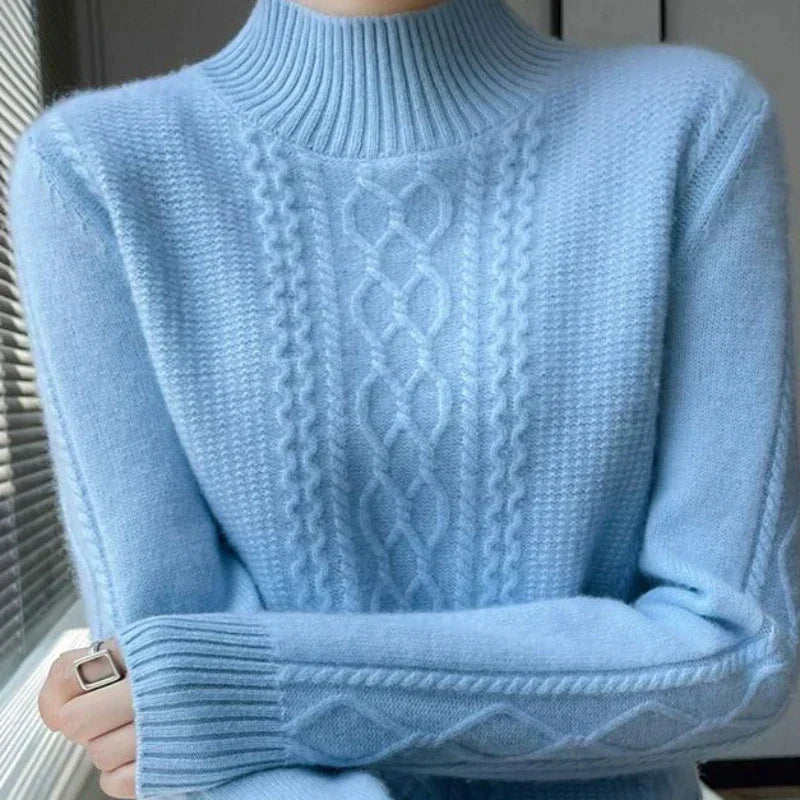 Damen Rollkragenpullover Regular Fit mit Musterdesign