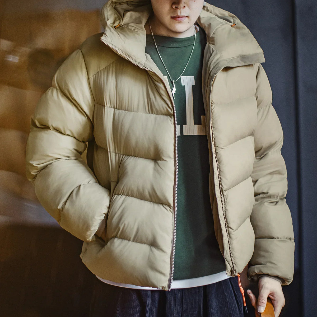 Herren Steppjacke Regular Fit mit Kapuze und gefüttertem Innenfutter