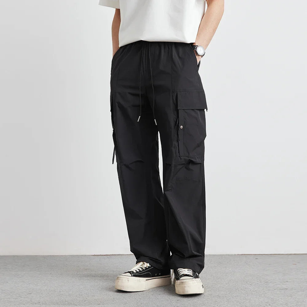 Herren Cargo-Hose mit Kordelzugbund, leichtes Material