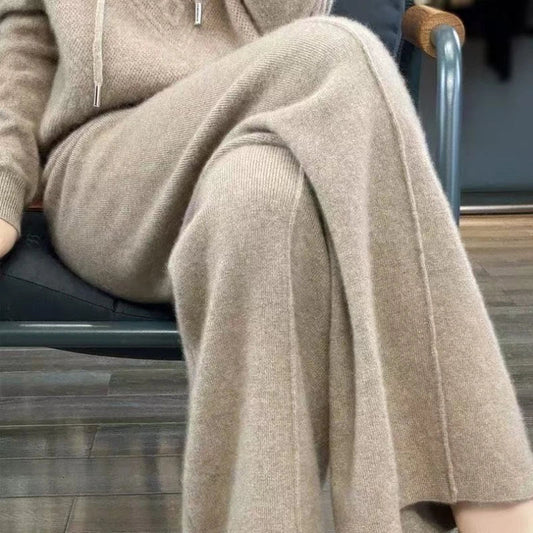 Damen Strickhose Relaxed Fit mit weitem Bein