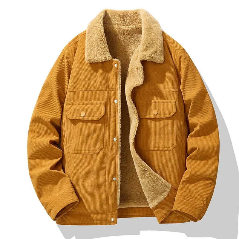Herren Jacke Regular Fit mit Druckknopfverschluss und gefüttertem Innenfutter