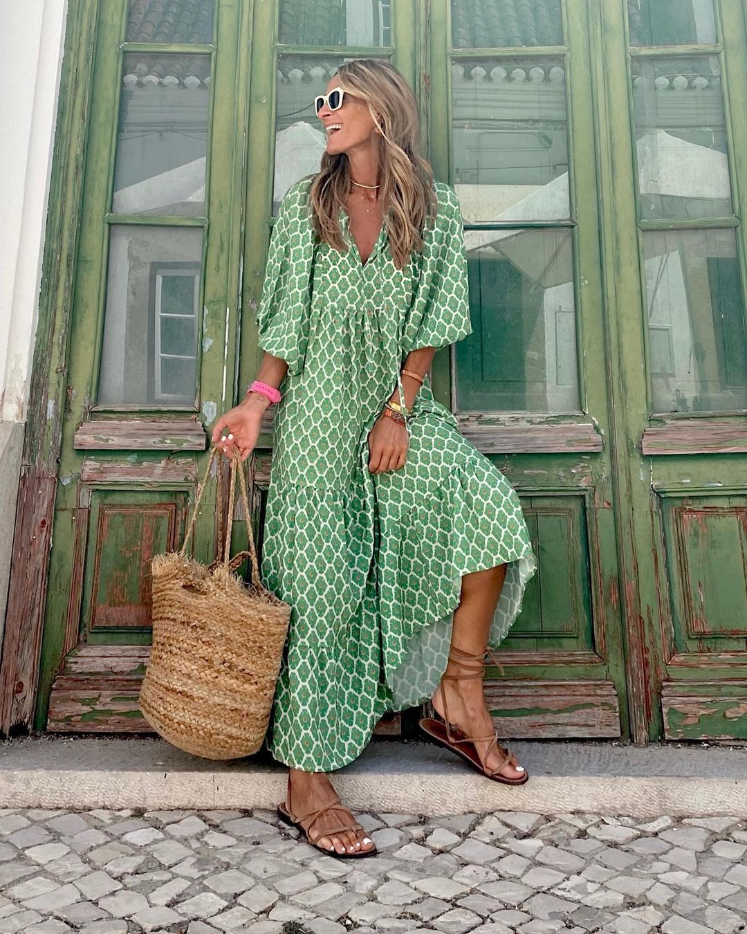 Harina | Luftiges Sommer-Maxikleid mit Puffärmeln & Bequemer Passform für Damen