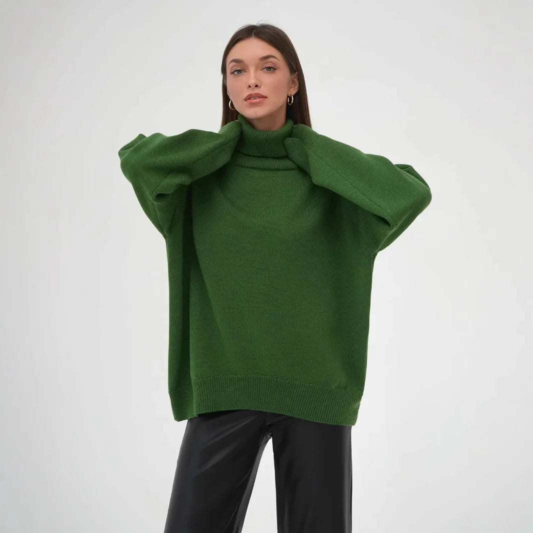 Damen Rollkragenpullover Regular Fit Freizeit weich