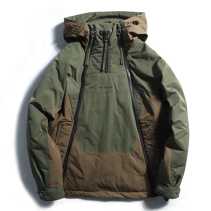 Herren Jacke Oversize mit Reißverschluss und zweifarbigem Design