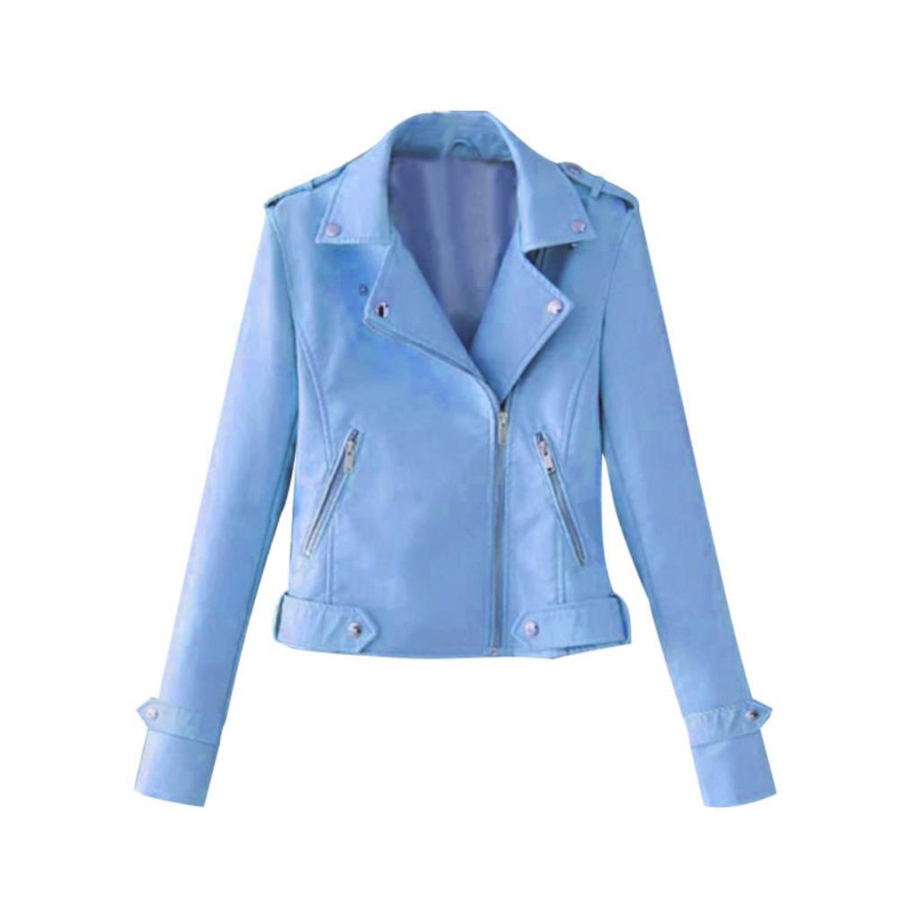 Damen Lederjacke Slim Fit Casual mit Flechtdetails