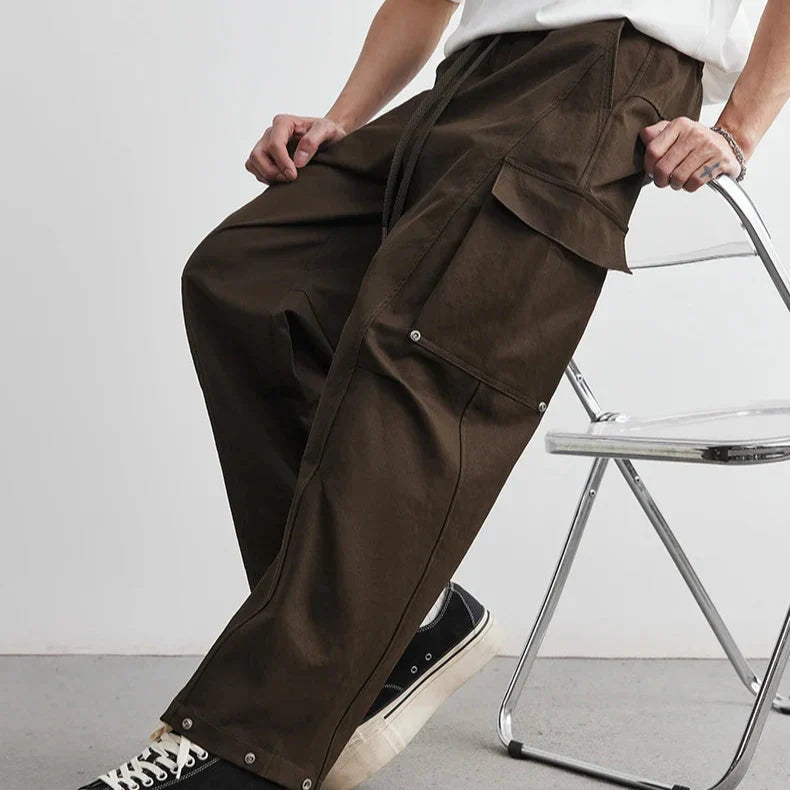 Herren Cargo-Hose Wide-Leg mit Klappentaschen