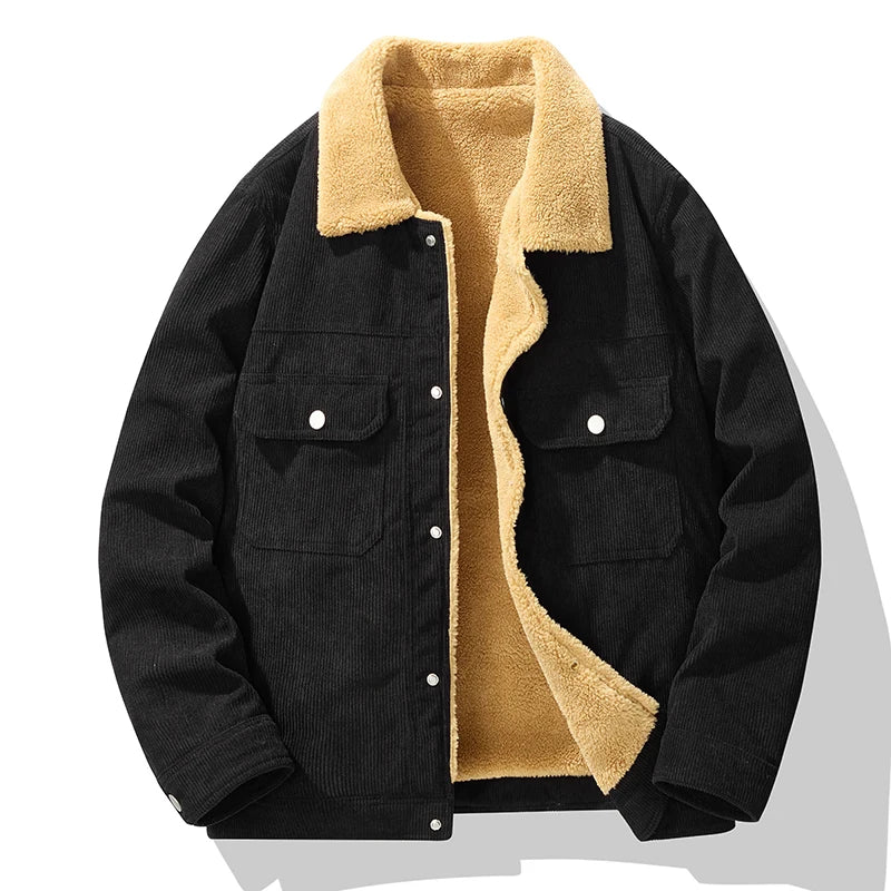 Herren Jacke Regular Fit mit Druckknopfverschluss und gefüttertem Innenfutter