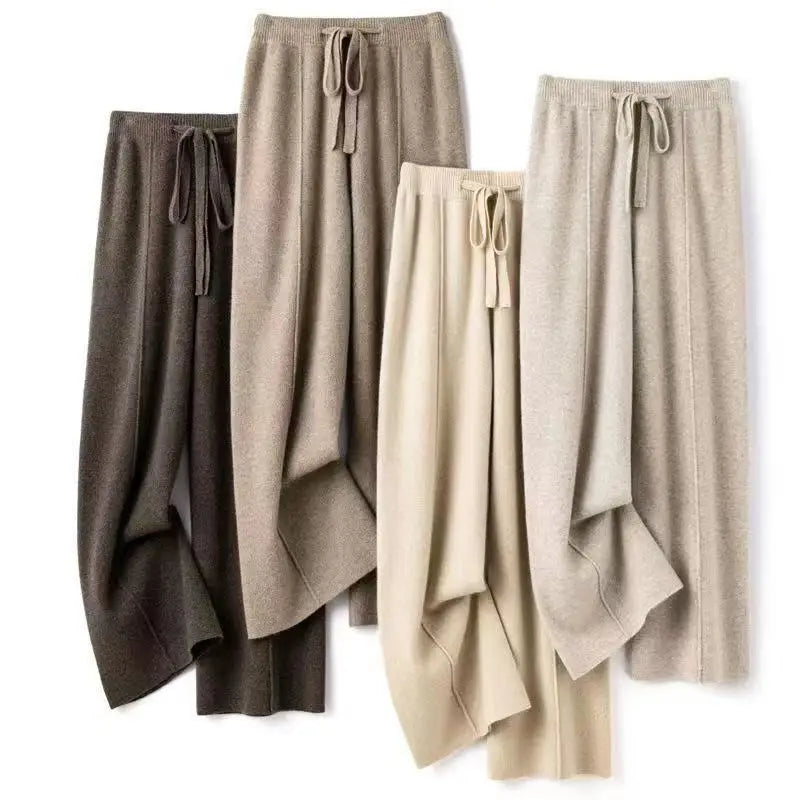 Damen Strickhose Relaxed Fit mit weitem Bein